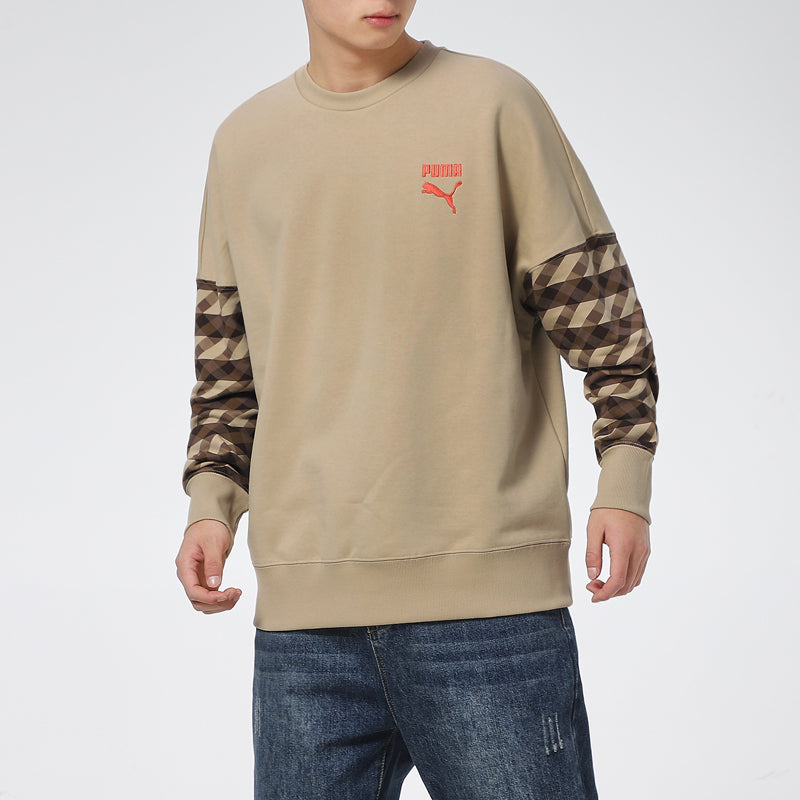 PUMA Kontrast Crew Neck Sweater 'Brown Black Red' 531488-97