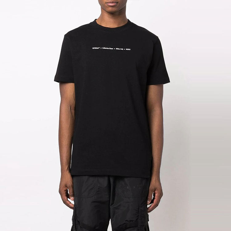 Off-White FW21 Arrow Pattern Alphabet Solid Color Short Sleeve Version Black OMAA027F21JER0101084