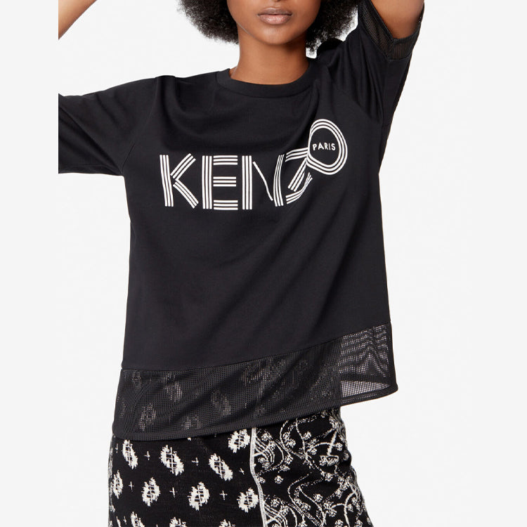 KENZO Alphabet Logo Printing Round Neck Short Sleeve Black FA5-2TS617-986-99