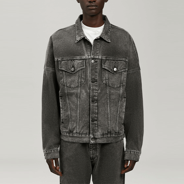 Palm Angels Logo Over Denim Jacket 'Grey White' PMYE006C99DEN0011001