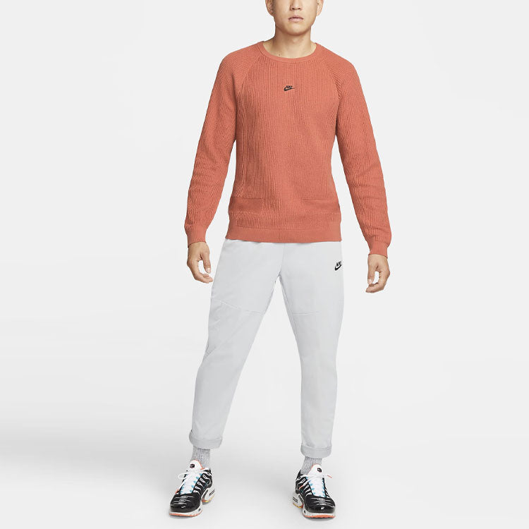 Men's Nike Round Neck Long Sleeves Casual Sports Pullover Knitwear Madder Root Brown DN3618-827