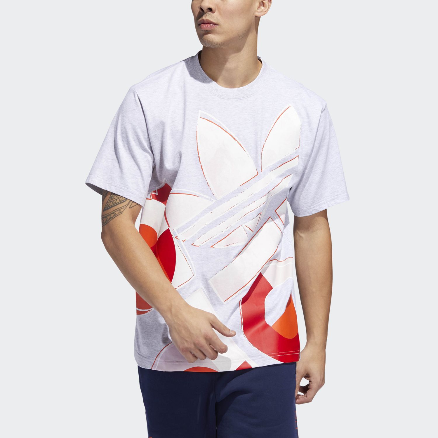 adidas originals Large Logo Graffiti Sports Short Sleeve Gray DV3288