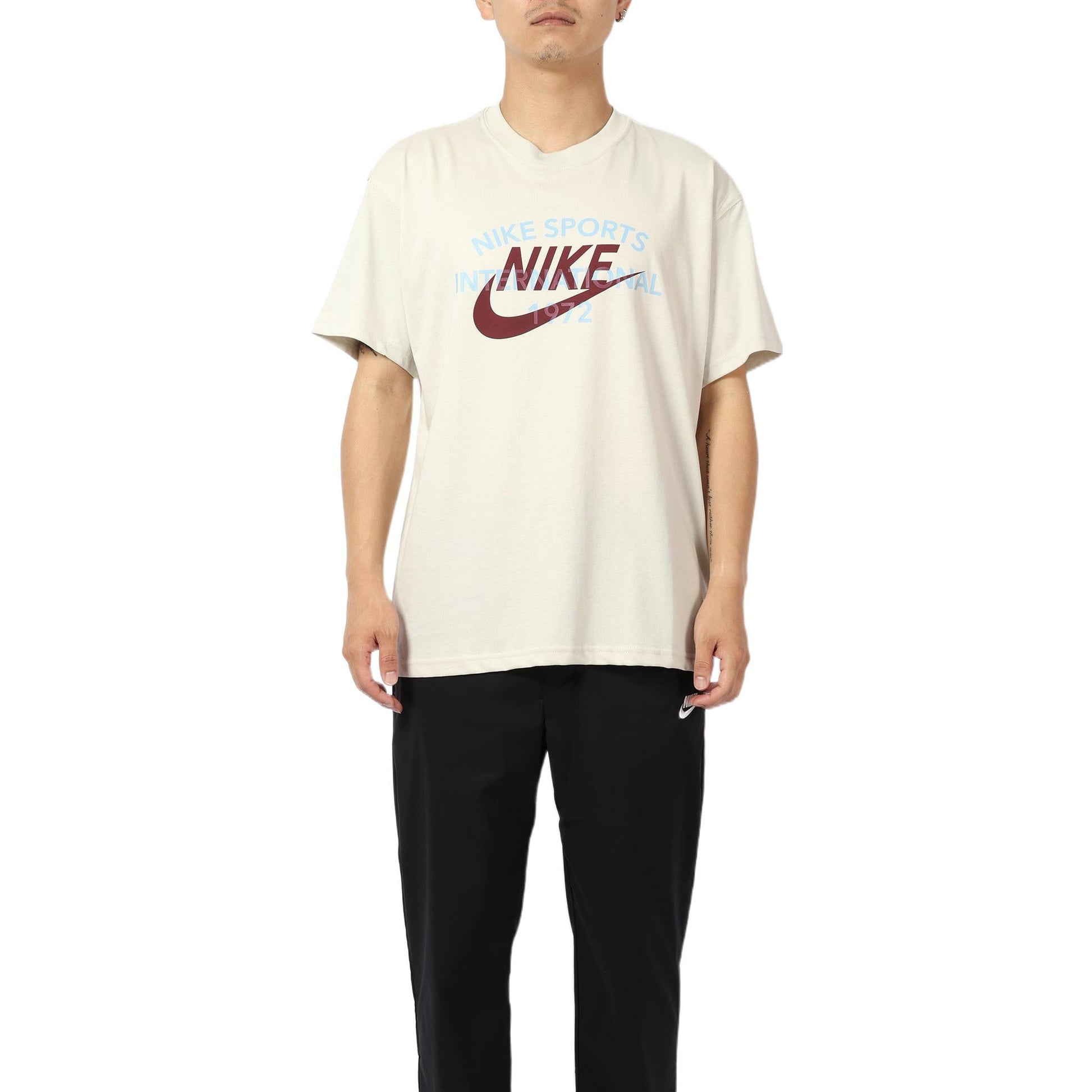 Men's Nike SS22 Logo Alphabet Printing Round Neck Short Sleeve Light Bone T-Shirt DR8007-072