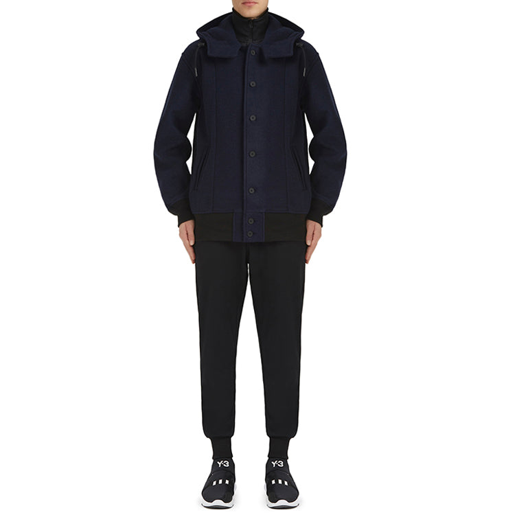 Men's Y-3 Colorblock Long Sleeves Hooded Jacket Black DP0495