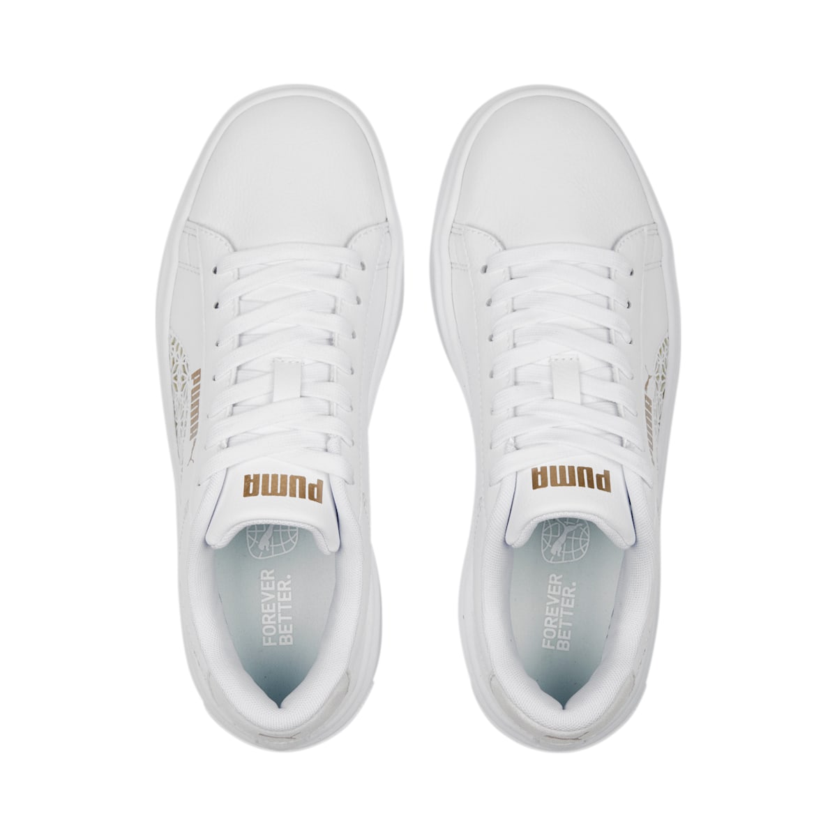 (WMNS) PUMA Smash Platform V3 'Laser Cut White Pristine Gold' 389403-01