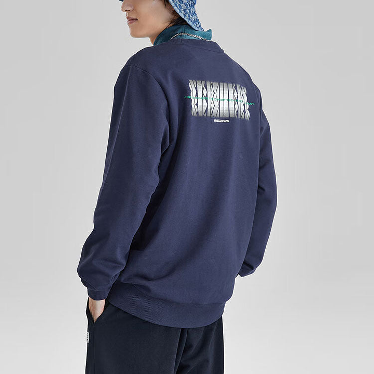 Skechers Colorful Casual Series Graphic Crew Sweatshirt 'Navy White' L323M099-00DU