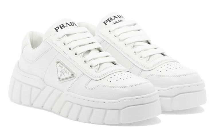 (WMNS) PRADA Soft Padded Nappa Leather Laced-Up Shoes 'White' 1E946M_3LJ6_F0009