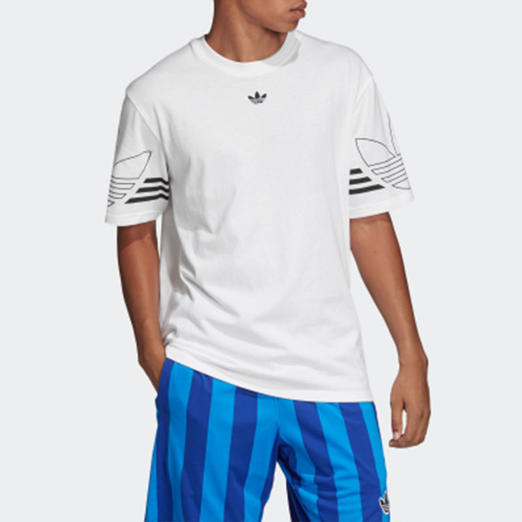 adidas originals Outline Tee Round Neck Short Sleeve White DU8536