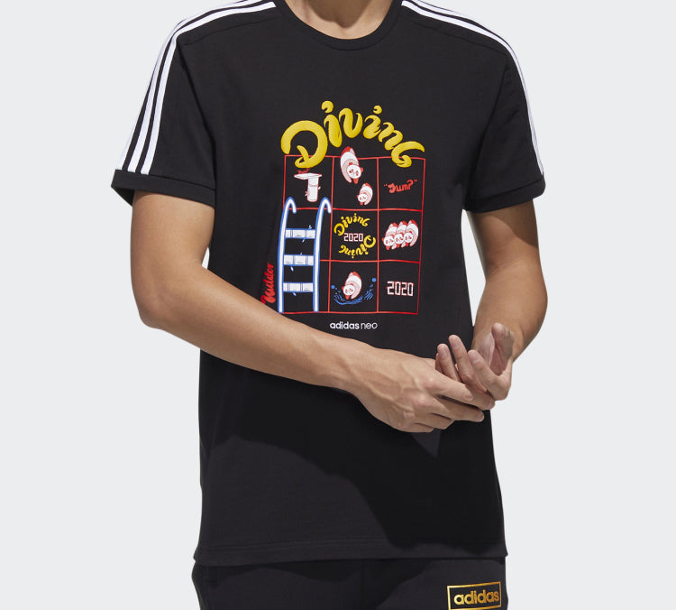 Men's adidas neo Sports Short Sleeve Black T-Shirt GK1541