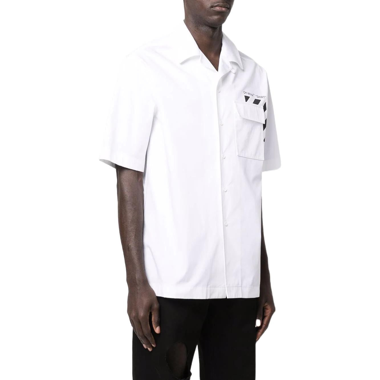 Off-White Printing Solid Color Short Sleeve Shirt White OMGA226C99FAB0020110
