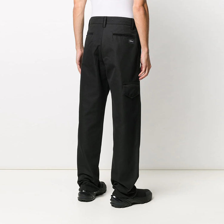 Men's Off-White Multiple Pockets Straight Solid Color Casual Long Pants/Trousers Black OMCG023F20FAB0011000