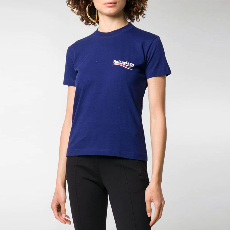 Balenciaga Alphabet Logo Printing Short Sleeve Blue 612964TIV521195