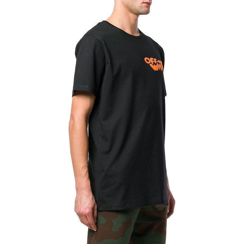 Off-White Logo Printing Short Sleeve Ordinary Version Black OMAA027R191850141019