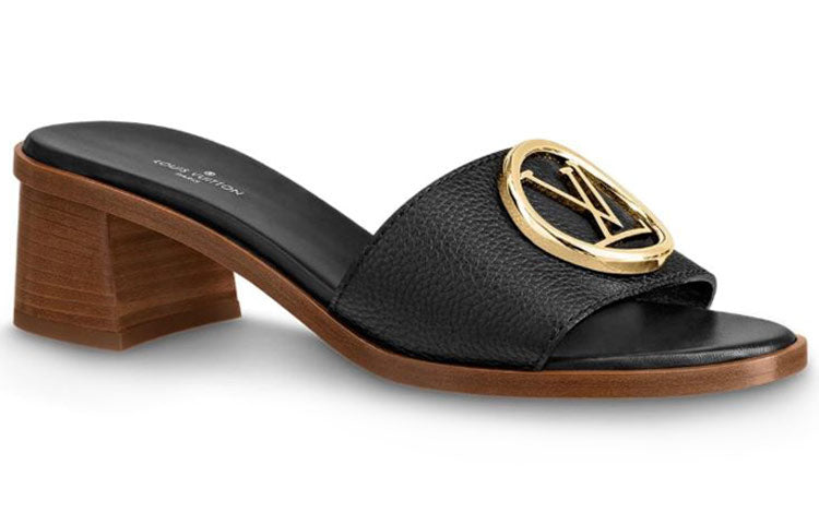 (WMNS) LOUIS VUITTON Lock It Heeled Mules 'Black' 1A57DG
