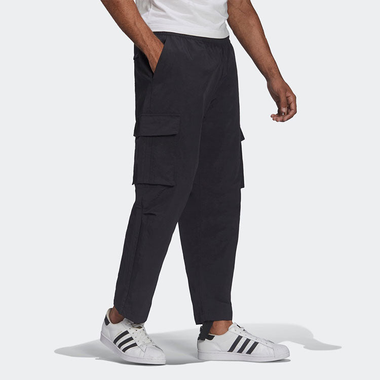Men's adidas originals Trf A33 Crgp Funny Logo Cargo Pocket Sports Pants/Trousers/Joggers Black HI5271