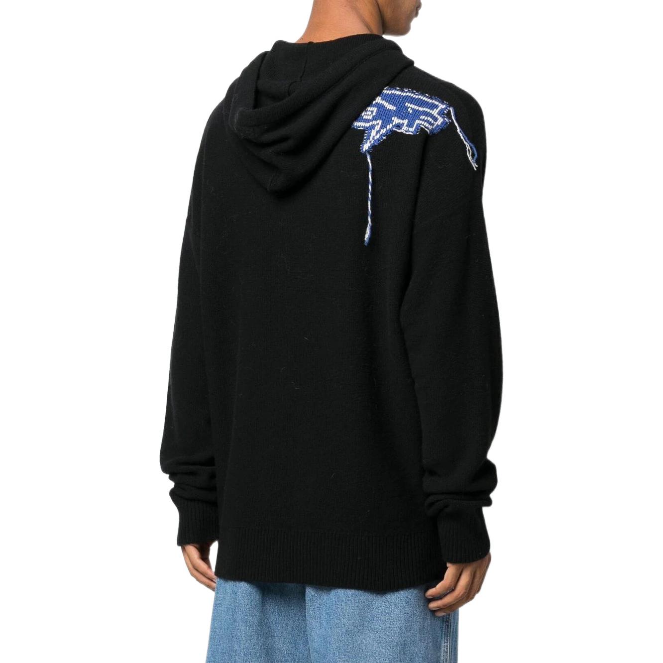 Men's Off-White FW22 Arrow Printing Knit Loose Fit Black OMHA155F22KNI0021045