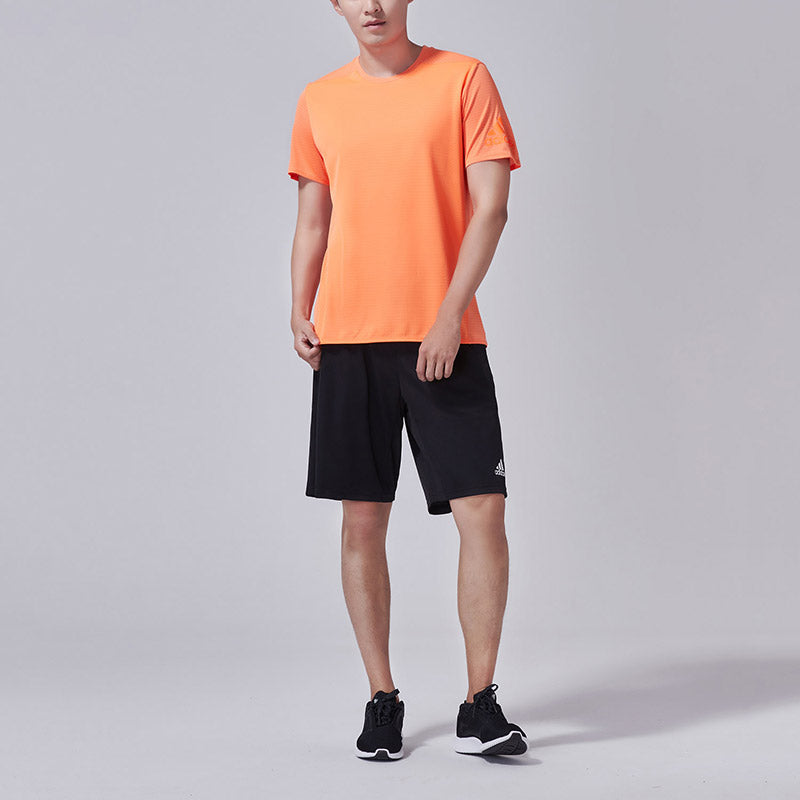 Men's adidas Solid Color Quick Dry Athleisure Casual Sports Short Sleeve Orange T-Shirt CW4057