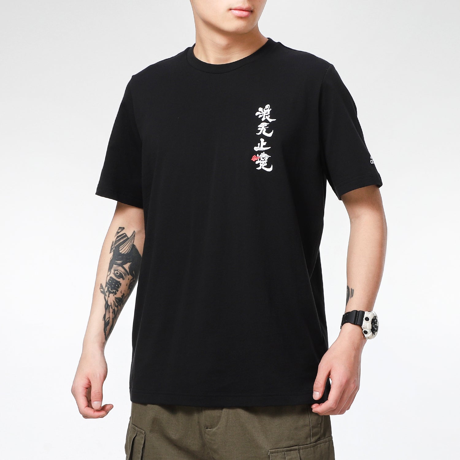 adidas MENS Endless Wave Chinese Style Crew-neck Short Sleeve Black GN7319