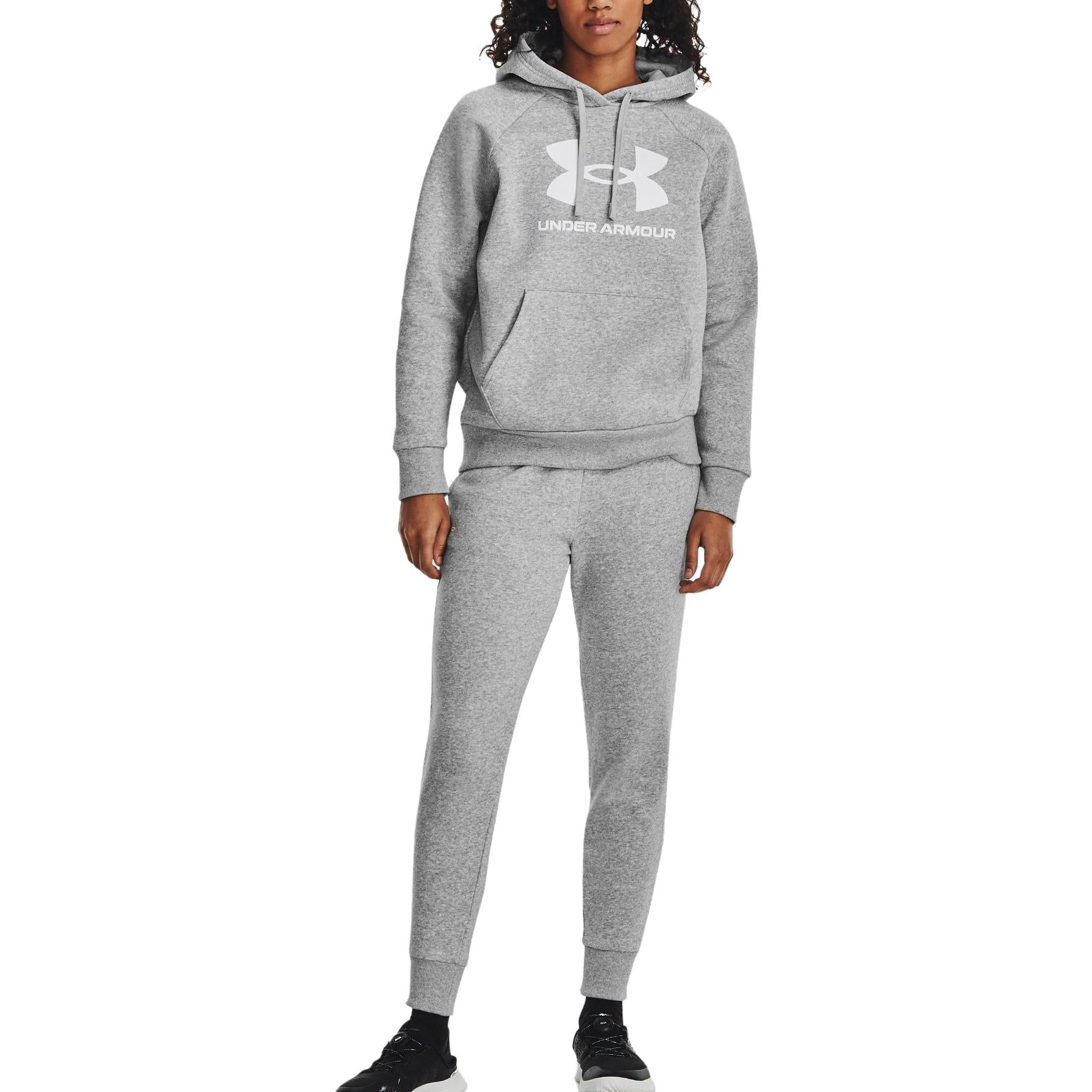 (WMNS) Under Armour Rival Fleece Big Logo Hoodie 'Light Grey' 1379501-012