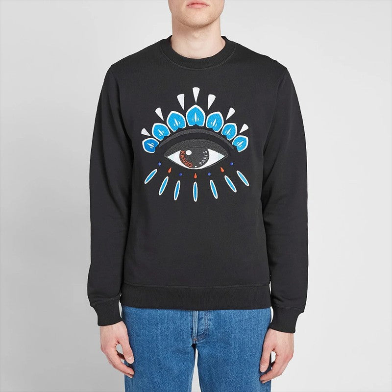 Men's KENZO Eye Embroidered Long Sleeves Round Neck Black F965SW0554XC-99