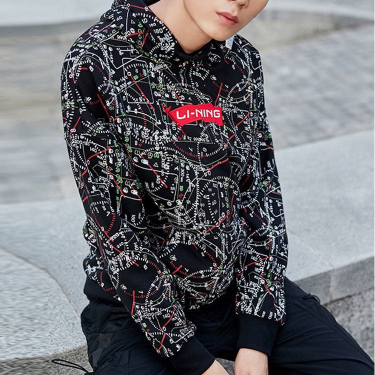 Li-Ning Red Flag Casual Sports Pullover Hoodie 'Black' AWDPB09-3