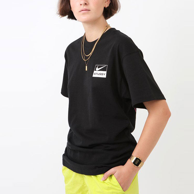 Nike x Stussy Crossover Logo Graffiti Printing T-Shirt 'Black' CU9256-010