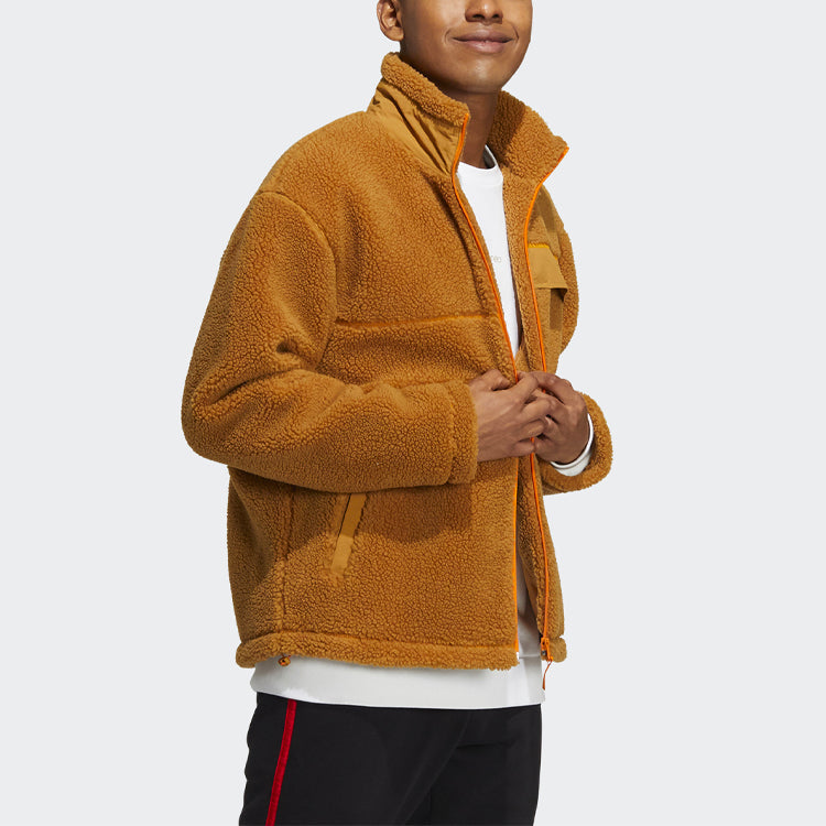 adidas neo Casual Stand Collar Windproof Sports Jacket Brown HG9028