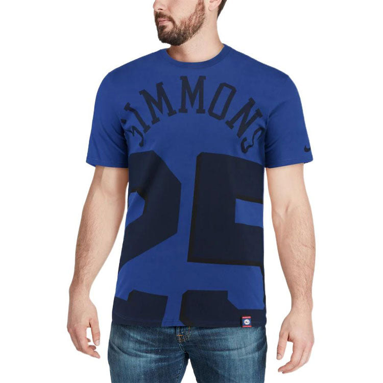 Nike Philadelphia 76ers Numeric Printing Round Neck Short Sleeve Blue AH0214-496