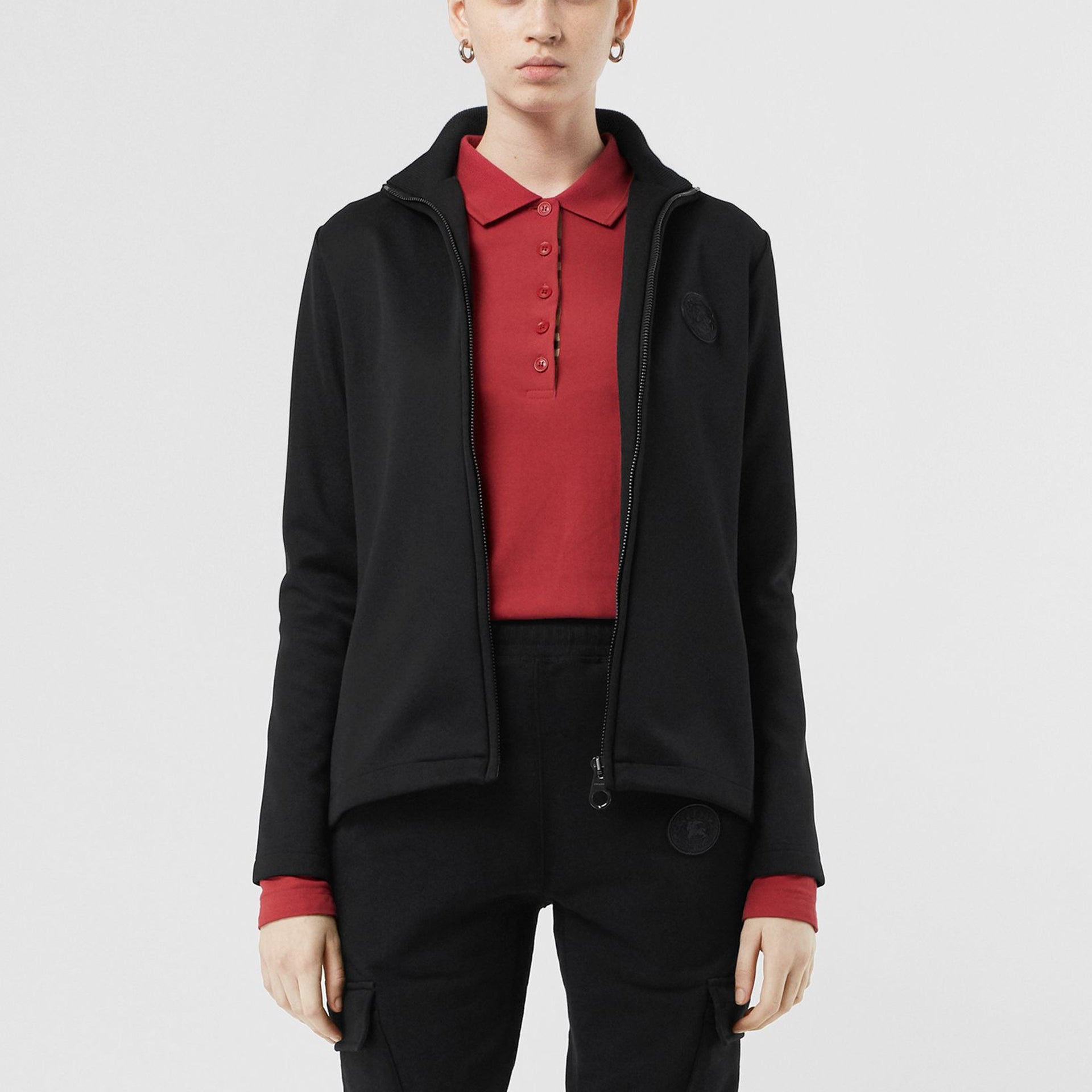 Burberry Micro Mark Sports Zipper Long Sleeves Jacket Black 80077181