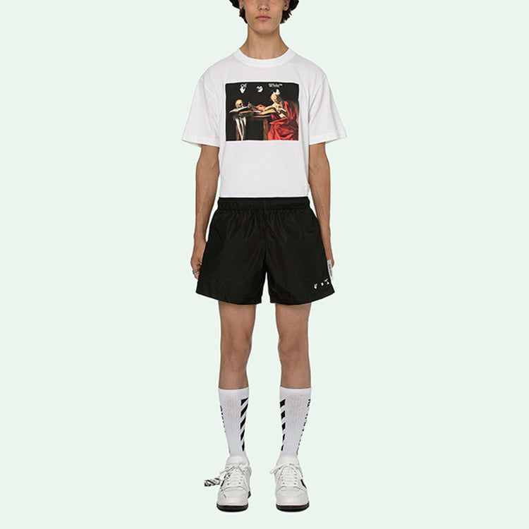 Men's Off-White SS21 Logo Shorts Black OMFA003R21FAB0011001