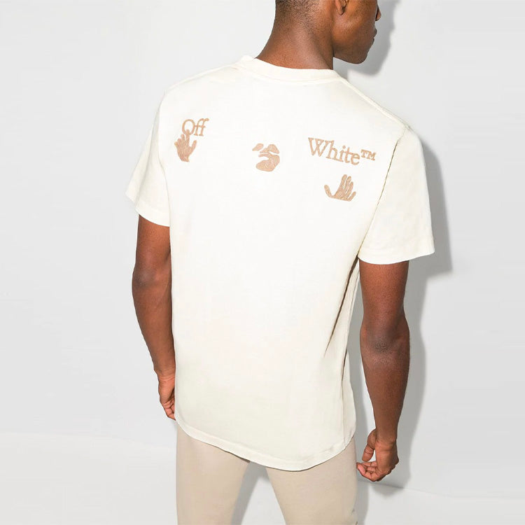 (WMNS) Men's Off-White x Browns 50 Crossover Logo Printing Round Neck Short Sleeve Ordinary Version White OMAA027G20JER0190303