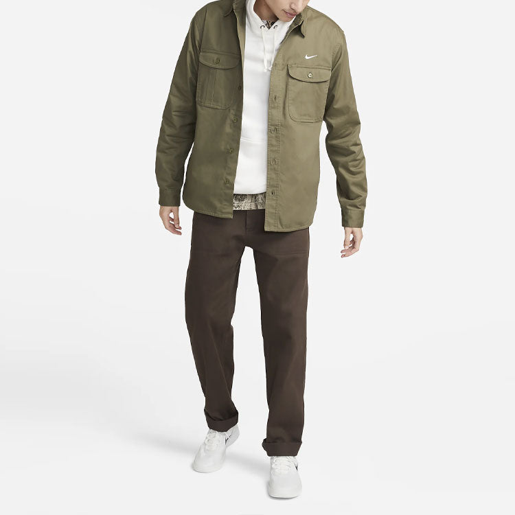 Nike SB Woven Skate Long-Sleeve Button Down 'Olive' DQ6288-222