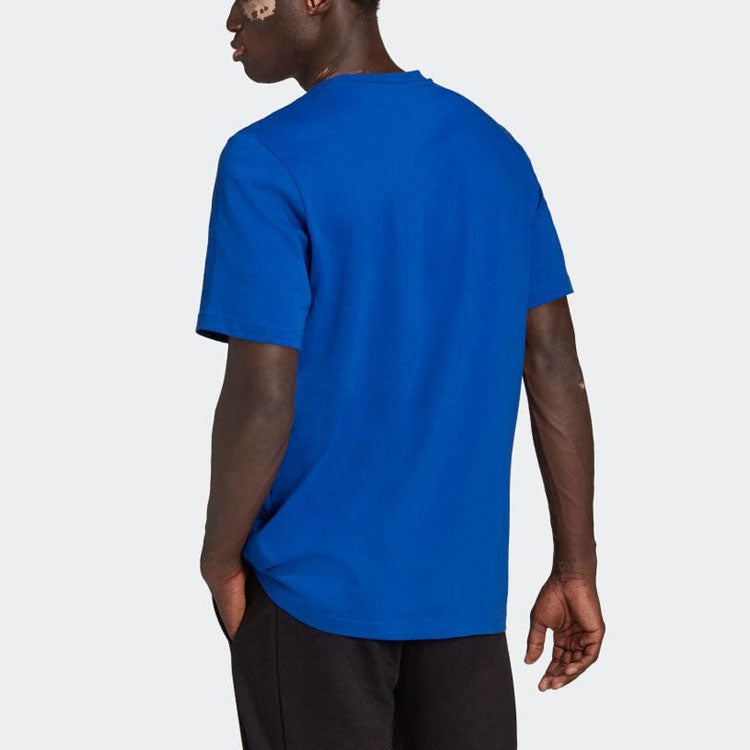 Men's adidas Logo Printing Straight Round Neck Pullover Short Sleeve Japanese Version Blue T-Shirt HE1852