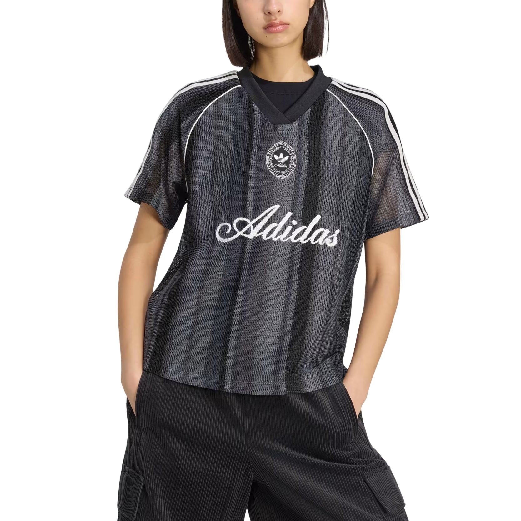 (WMNS) adidas Summer Glow Knitted Oversized Jersey Asia Sizing 'Black' KY3163