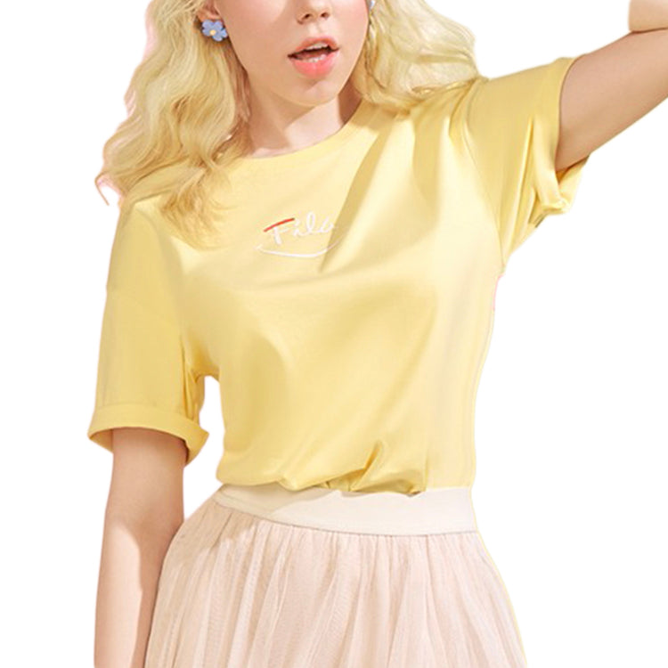 (WMNS) FILA Series Logo Printing Round Neck Short Sleeve Yellow F51W028101F-YE