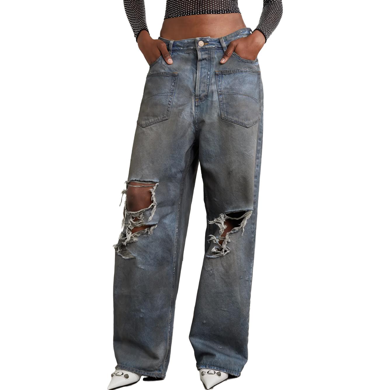 (WMNS) Balenciaga Patched Pockets Baggy Jeans 'Blue' 751111TDW143359