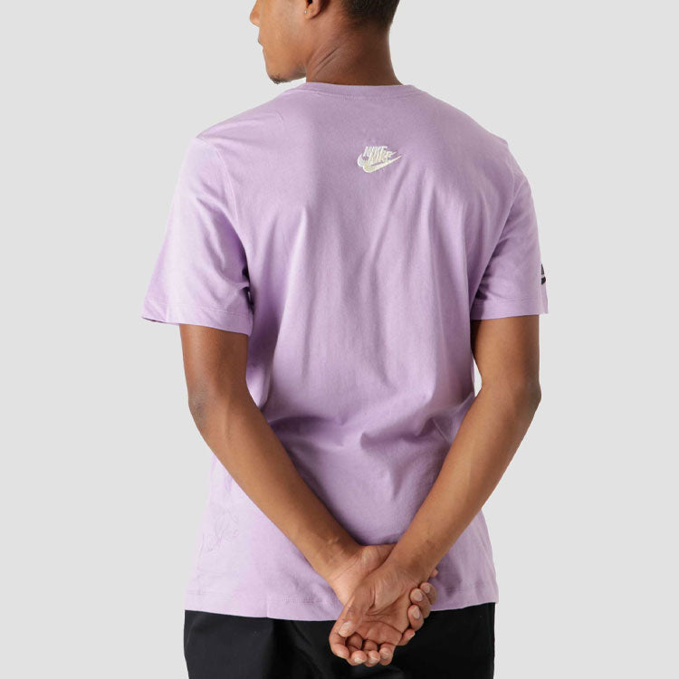 Men's Nike Casual Sports Logo Embroidered Round Neck Short Sleeve Purple T-Shirt DJ1568-589