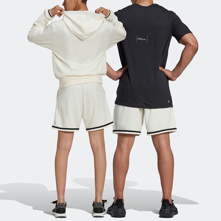 adidas U SHO Logo Label Elastic Waistband Straight Shorts White HY5517