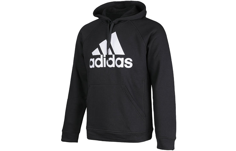 adidas Men's Logo Knitted Sports Hooded Fleece Black CV6801