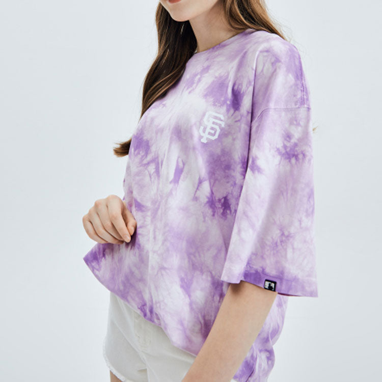 MLB San Francisco Giants Tie Dye Big Logo Loose Short Sleeve Unisex Blue Purple 31TSA3031-14V