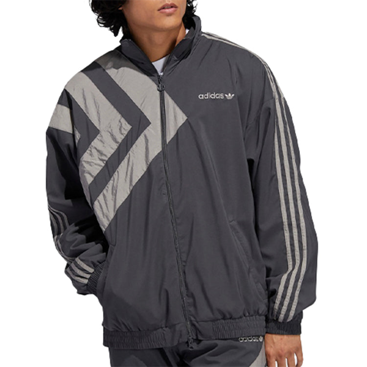 adidas originals logo Printing Stand Collar Sports Jacket Gray GL6156