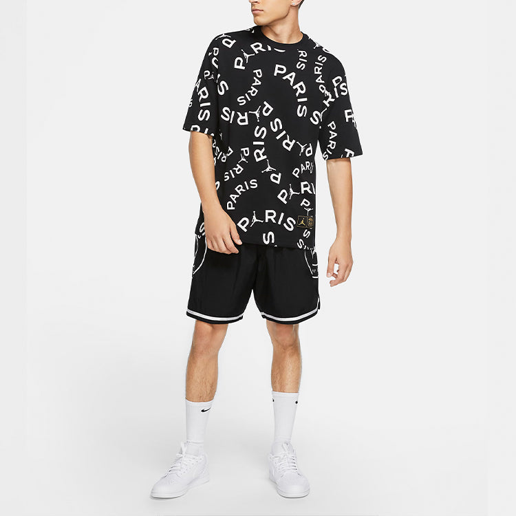 Air Jordan Paris Saint-Germain Jock Tag Alphabet Short Sleeve Black CK9788-010