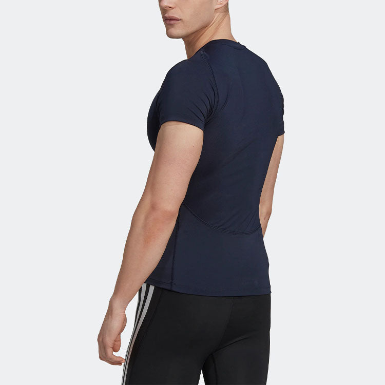 Men's adidas Logo Pattern Alphabet Printing Round Neck Short Sleeve Blue T-Shirt HZ9684