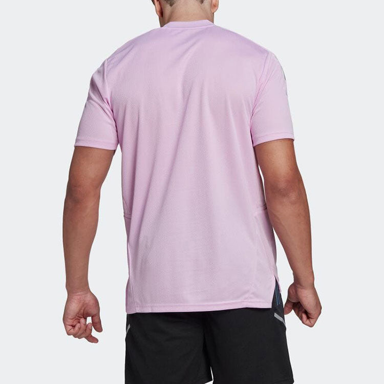 Men's adidas Printing Stripe Logo Round Neck Short Sleeve Purple T-Shirt HG7302