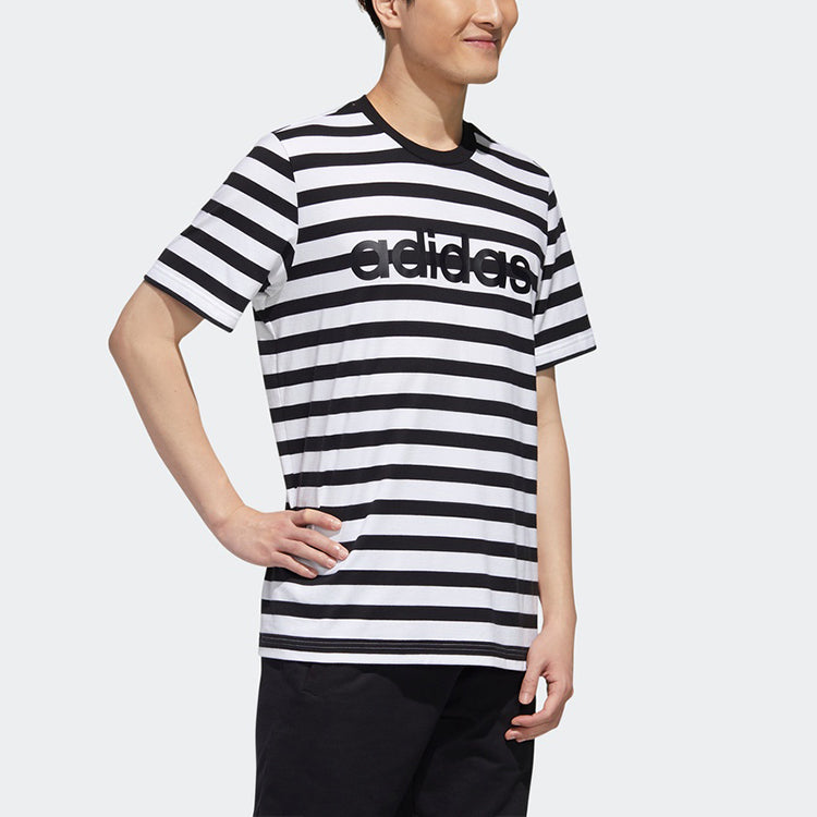 adidas neo Stripe Short Sleeve Sports Pullover Black GJ8917