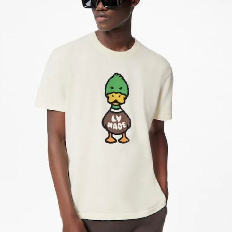 Men's LOUIS VUITTON x NIGO2 Crossover LV2 SS22 Cartoon Printing Cozy Short Sleeve White RM221M-F96-HMN04W