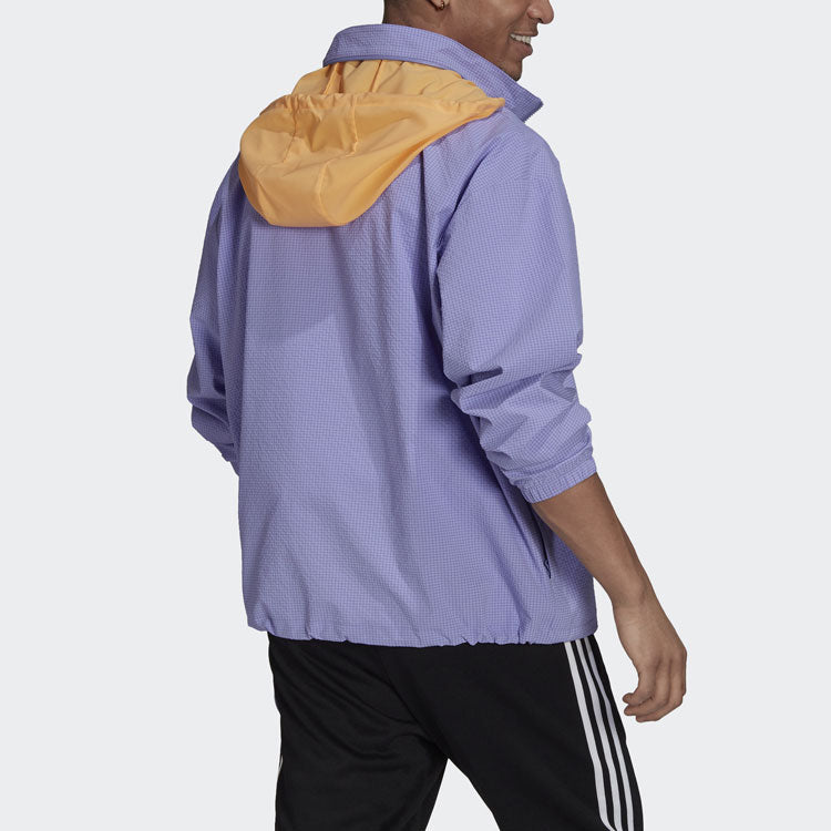 adidas originals Quarter Zip Casual Sports Half Zipper Hooded Jacket Purple HB1822