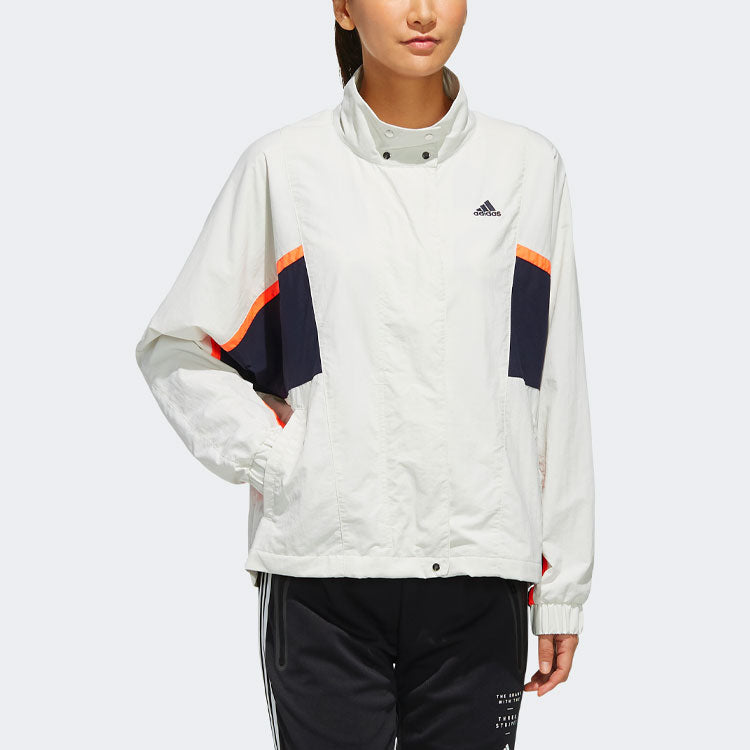 (WMNS) adidas Logo Printing Splicing Stand Collar Jacket Autumn Gray FM5275