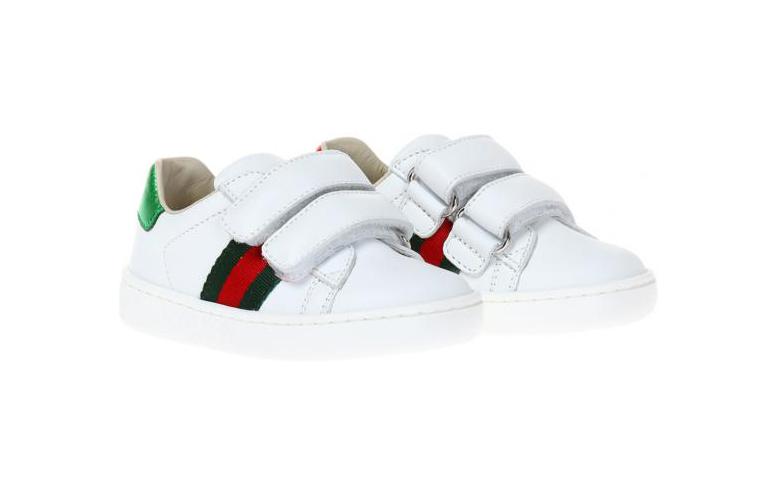 (TD) Gucci Leather Toddler Sneaker With Web 'White' 455447-CPWP0-9085
