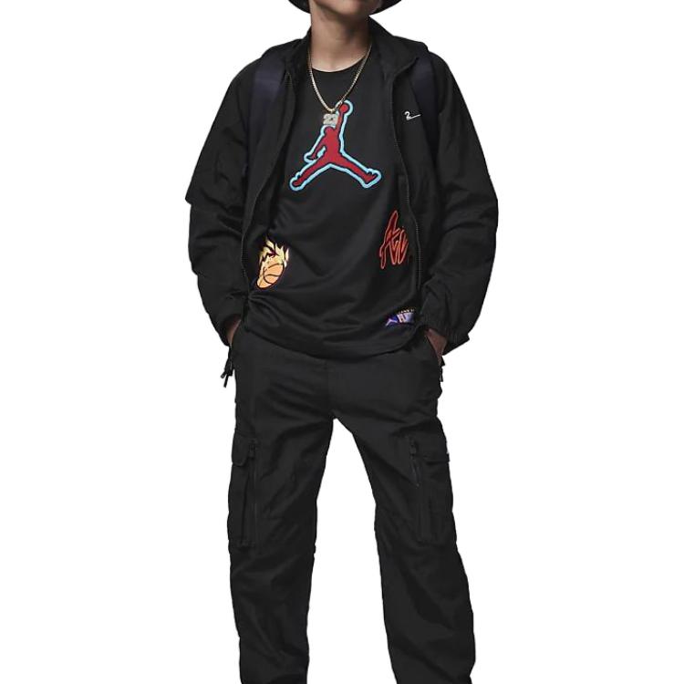 (GS) Air Jordan Patch Pack Jersey 'Black' 95C644-023